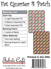 Fat Quarter 4 Patch Quilt Pattern