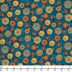 Benartex Parrot Habitat Radiance Medallion Teal Multi 16185 85- By The Yard