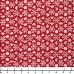Benartex Winter at the Farm Snowhill Flake Red 13434 10 - By The Yard