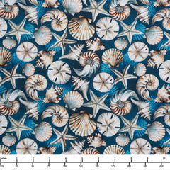 Benartex Coastal Escape Coastal Shells Dark Blue 15020 57 - By The Yard