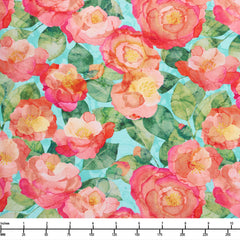 Northcott Veranda Packed Floral Turquoise DP28398 62 - By The Yard