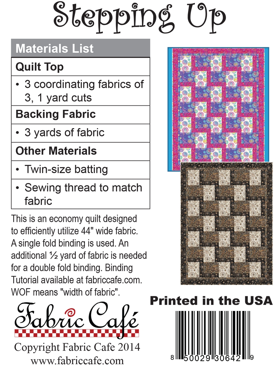 Stepping Up Downloadable 3 Yard Quilt Pattern