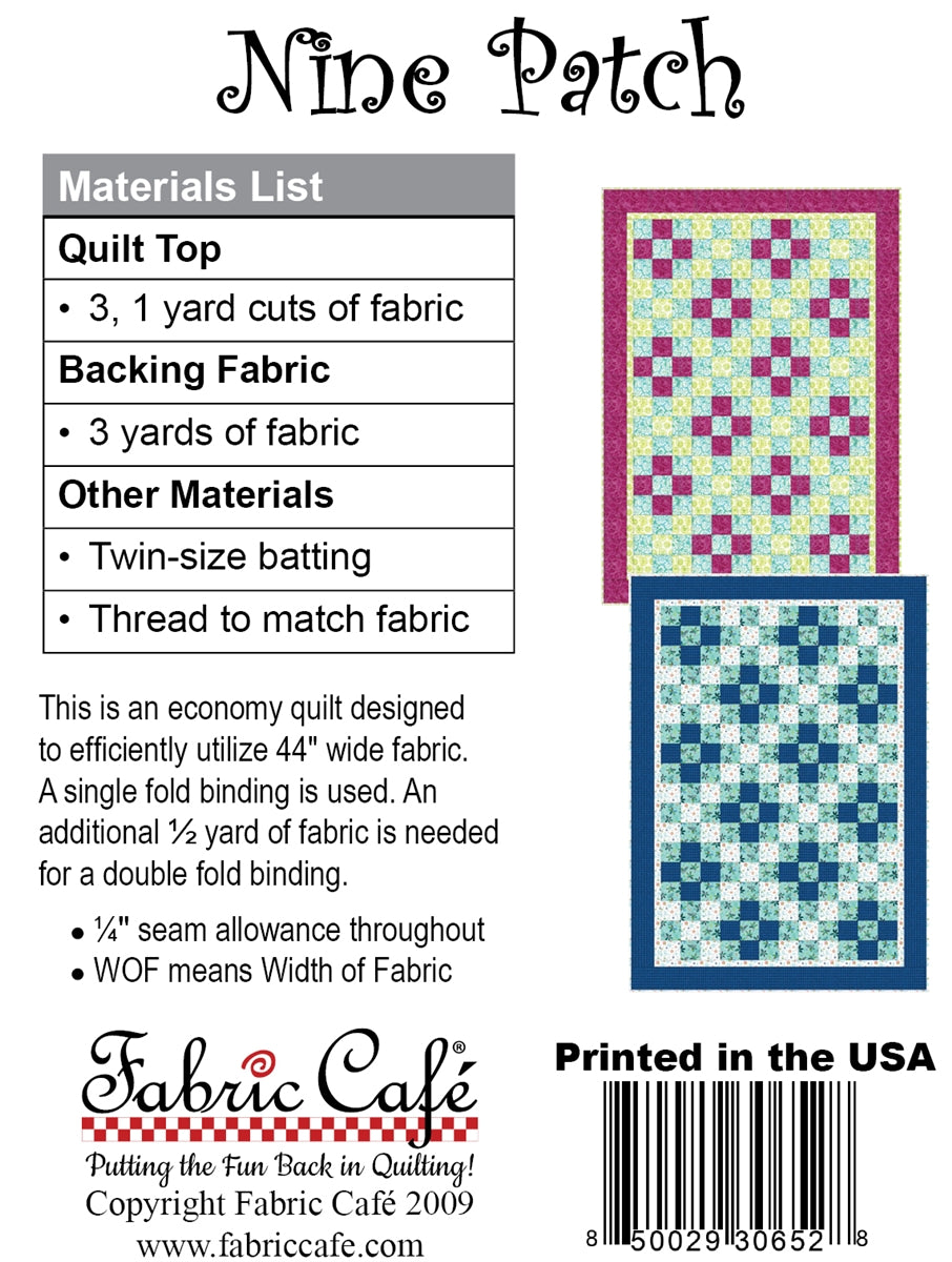Nine Patch 3-Yard Quilt Pattern