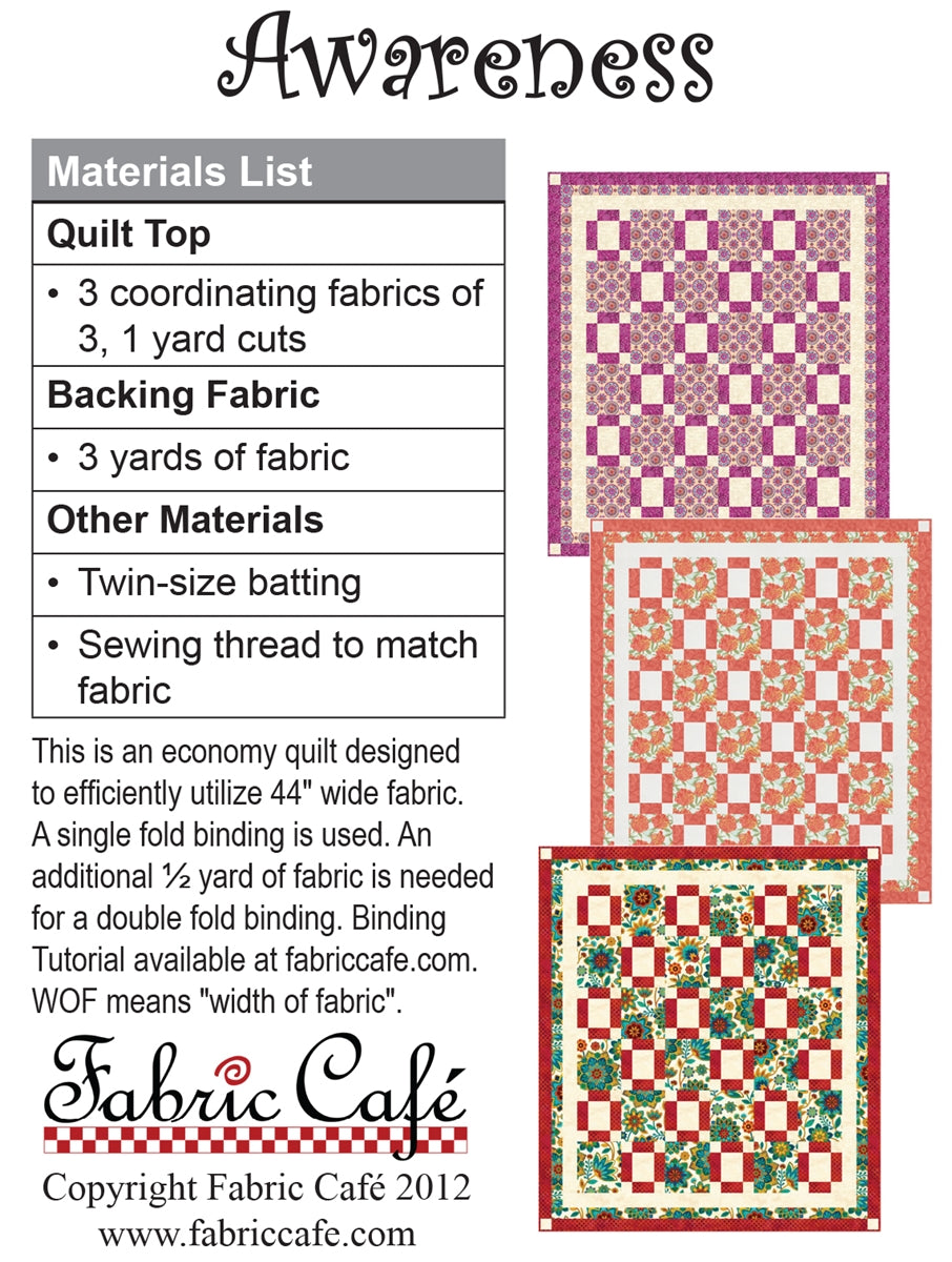 Awareness - Free 3-Yard Quilt Pattern