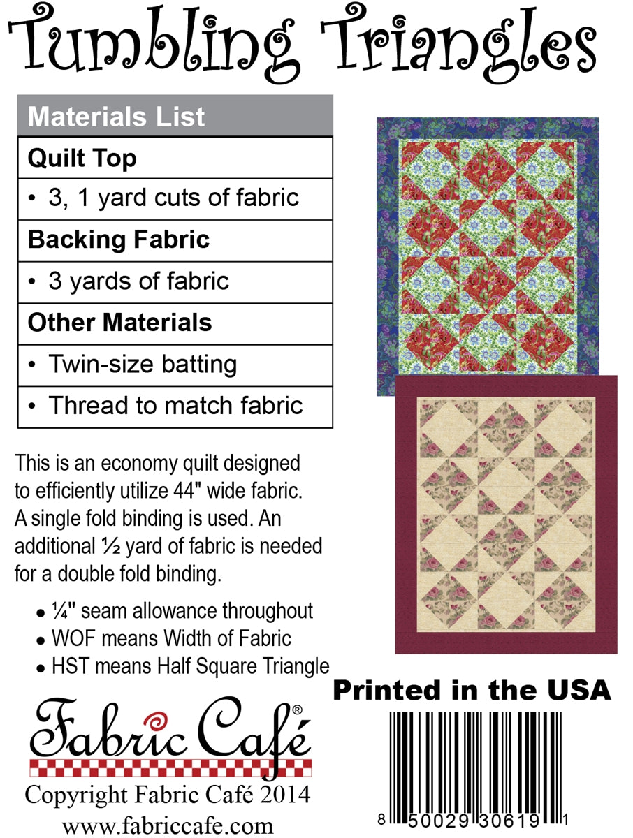 Tumbling Triangles 3-Yard Quilt Pattern