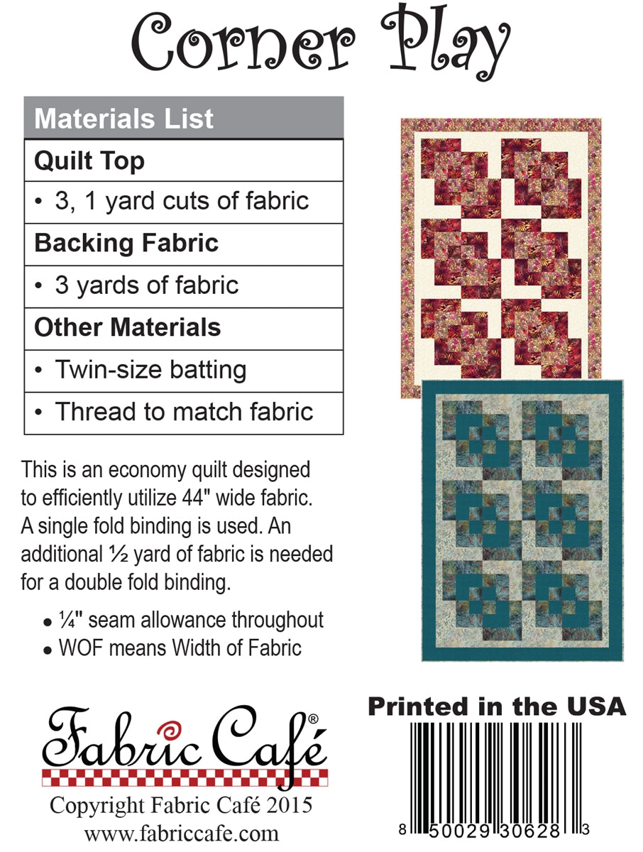 Corner Play 3-Yard Quilt Pattern