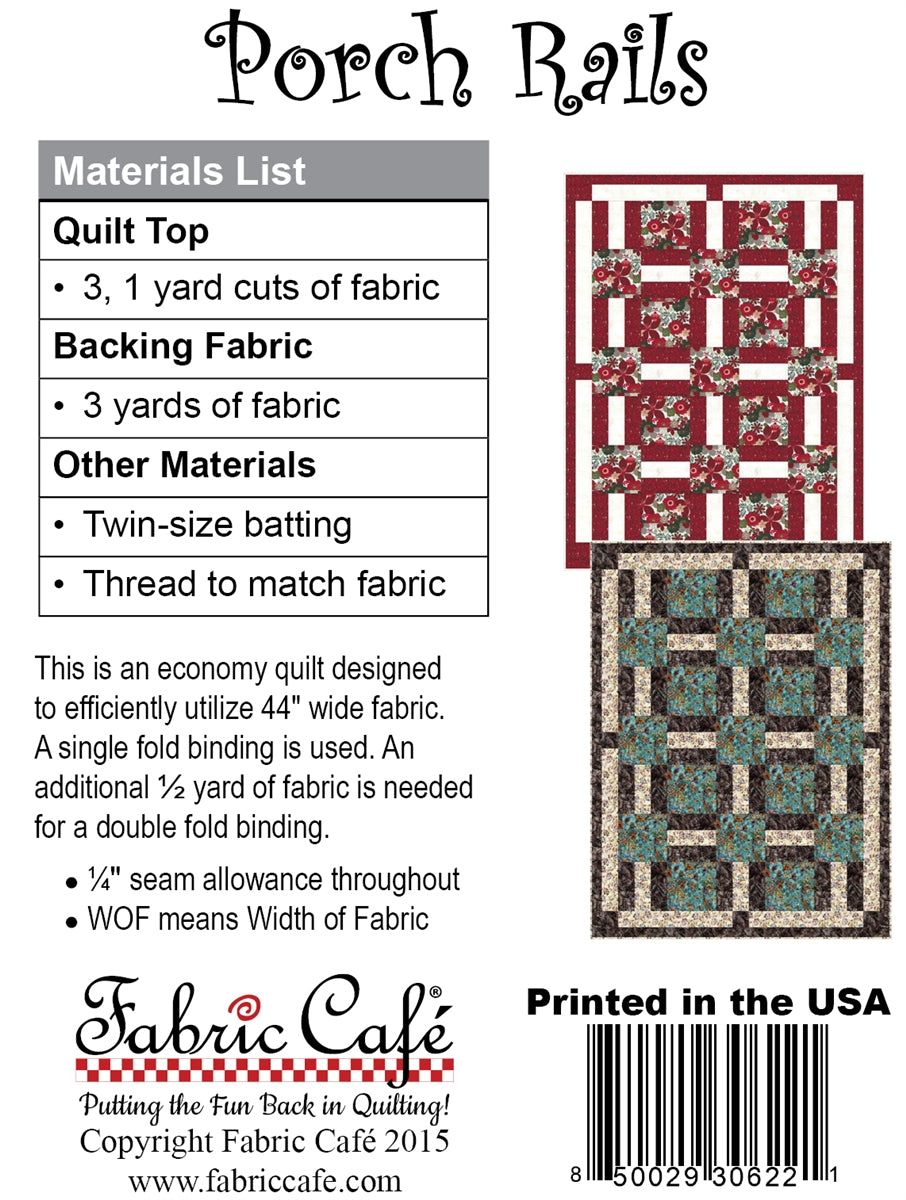 Porch Rails 3-Yard Quilt Pattern