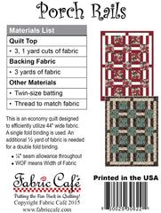 Porch Rails 3-Yard Quilt Pattern