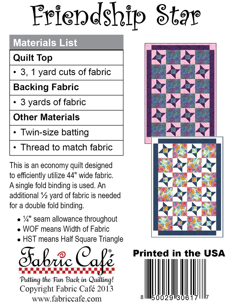 Friendship Star 3-Yard Quilt Pattern