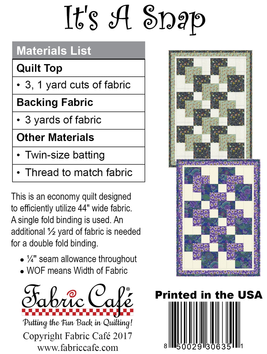 It's A Snap 3-Yard Quilt Pattern