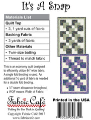It's a Snap 3 Yard Quilt Pattern