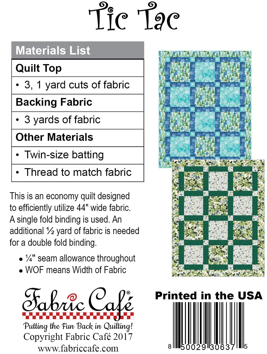 Tic Tac 3-Yard Quilt Pattern