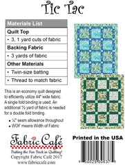 Tic Tac 3-Yard Quilt Pattern