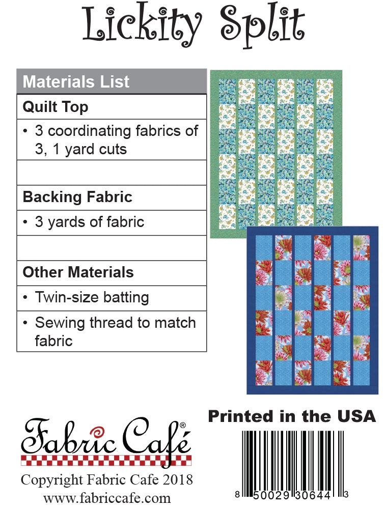 Lickity Split 3 Yard Quilt Pattern