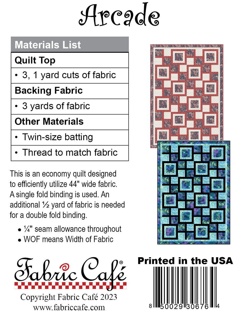 Arcade 3-Yard Quilt Pattern