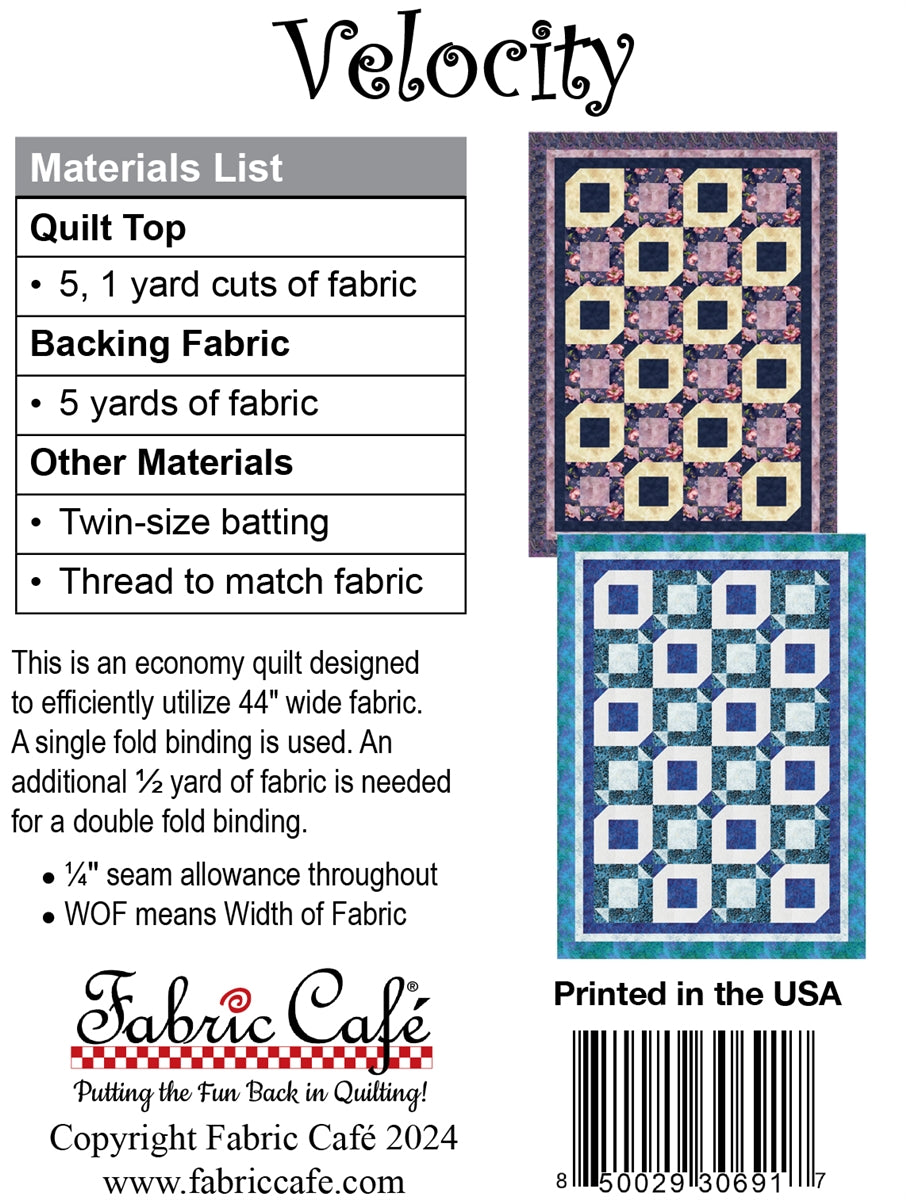 Velocity 5-Yard Quilt Pattern