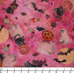 Clothworks Faboolous Halloween Toss Y4473 75 Dark Raspberry  - 32-inch EOB Special