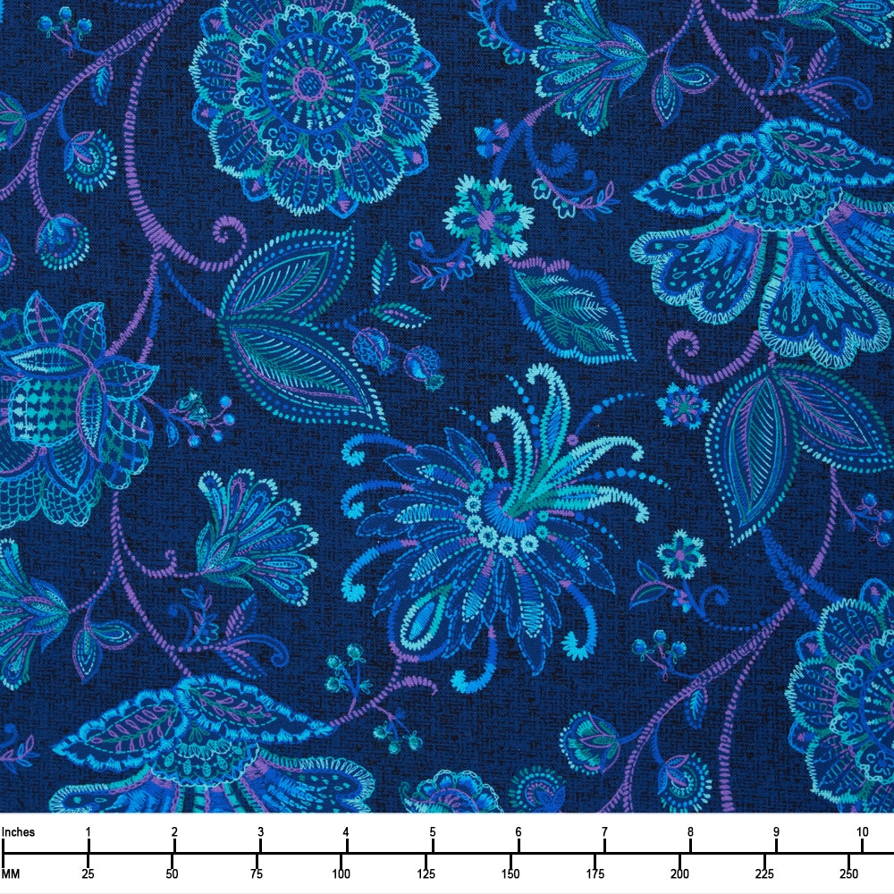 Timeless Treasures Indigo Garden CD3411 NAVY - By The Yard