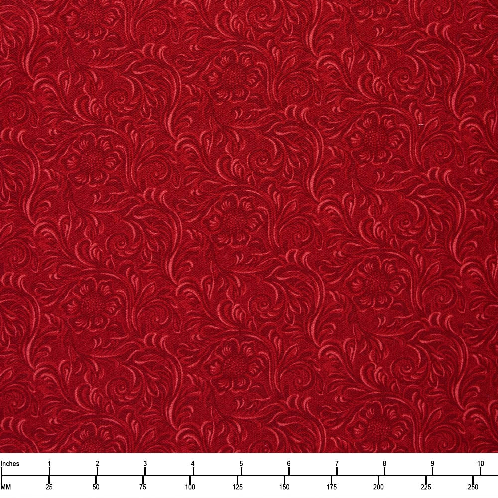 Moda Tooled Leather Red 11216 11 - By The Yard