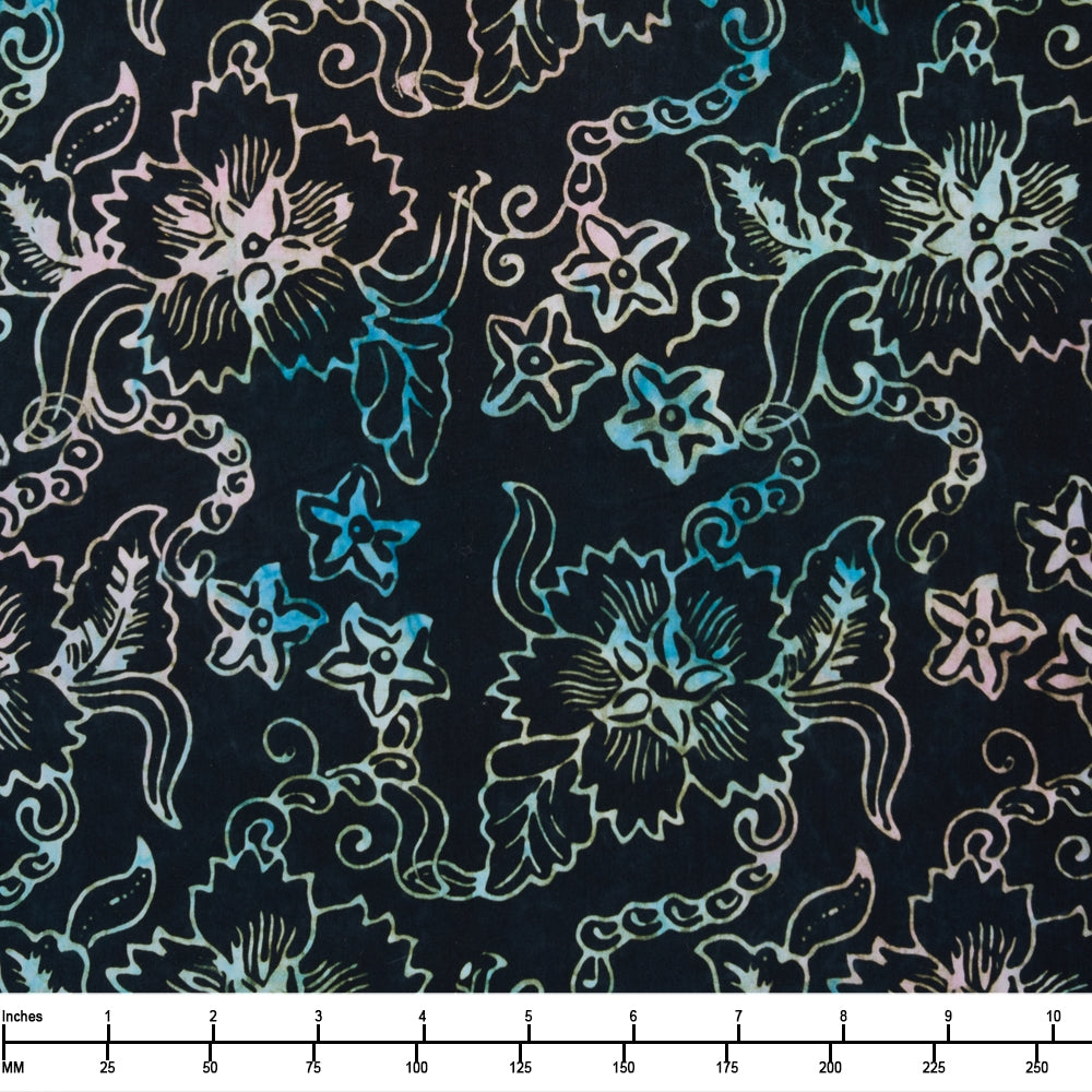 Benartex Bali Calypso Star Flower Black 09266 12 - By The Yard