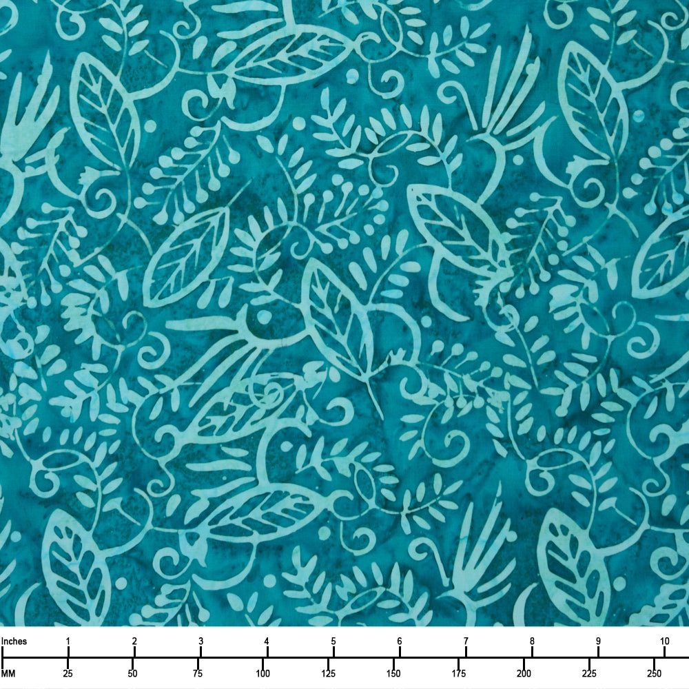 Benartex Bali Palettes Rainforest Leafy Vines Dark Teal 9221 48 - 22-inch EOB Special