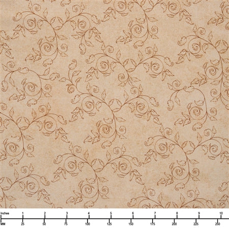 QT Fabrics Cornucopia Harvest Delicate Scroll 31030 A Tan - By the Yard