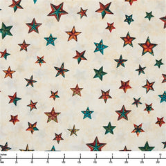 QT Fabrics Santa's Workshop Stars 31076 E Cream - By the Yard