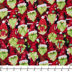 Timeless Treasures Holiday Favorites Green Gnomes CD3573 Black  - 22-inch EOB Special