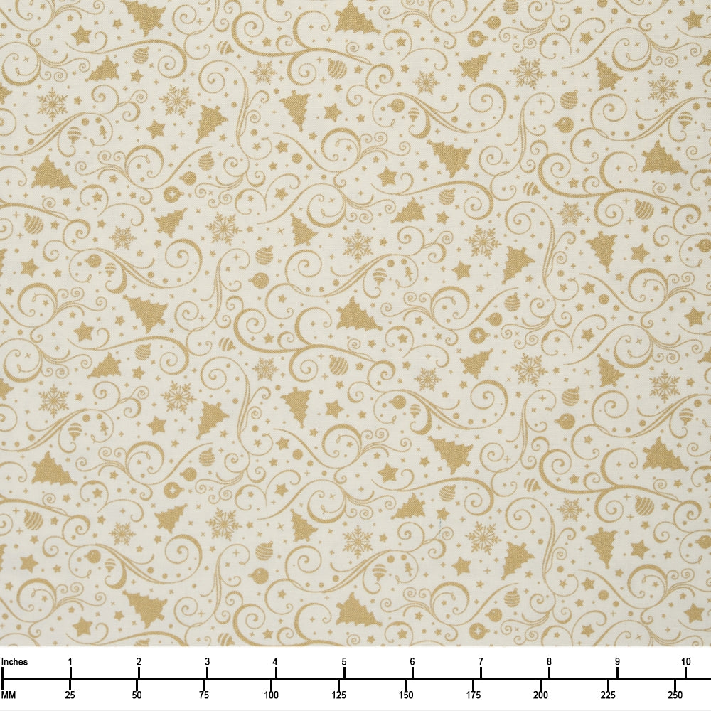 Timeless Treasures Holiday Blenders Metallic Christmas Ornaments Holiday CM3540 Cream  - By The Yard