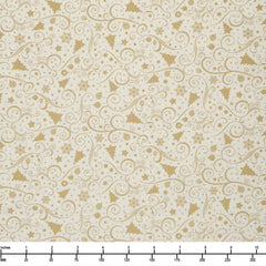 Timeless Treasures Holiday Blenders Metallic Christmas Ornaments Holiday CM3540 Cream  - By The Yard