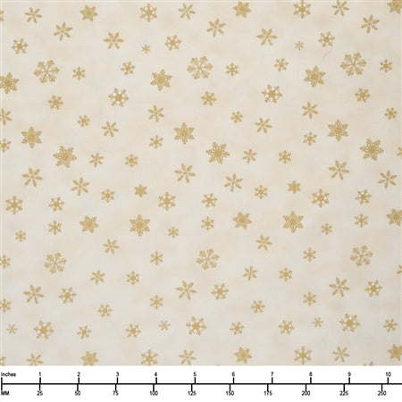 Timeless Treasures Holiday Blenders Metallic Snowflakes Ice CM3467 Cream  - 22-inch EOB Special