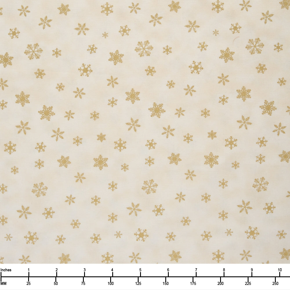 Timeless Treasures Holiday Blenders Metallic Snowflakes Ice CM3467 Cream  - By The Yard
