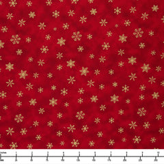 Timeless Treasures Holiday Blenders Metallic Snowflakes Ice CM3467 Red  - By The Yard