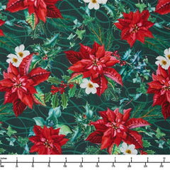 Windham Fabrics Holiday Splendor Crimson Blooms Pine 54063 2 - 22-inch EOB Special