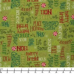 Windham Fabrics A Very Terri Christmas Season's Greetings Mistletoe 54103 6 - 22-inch EOB Special