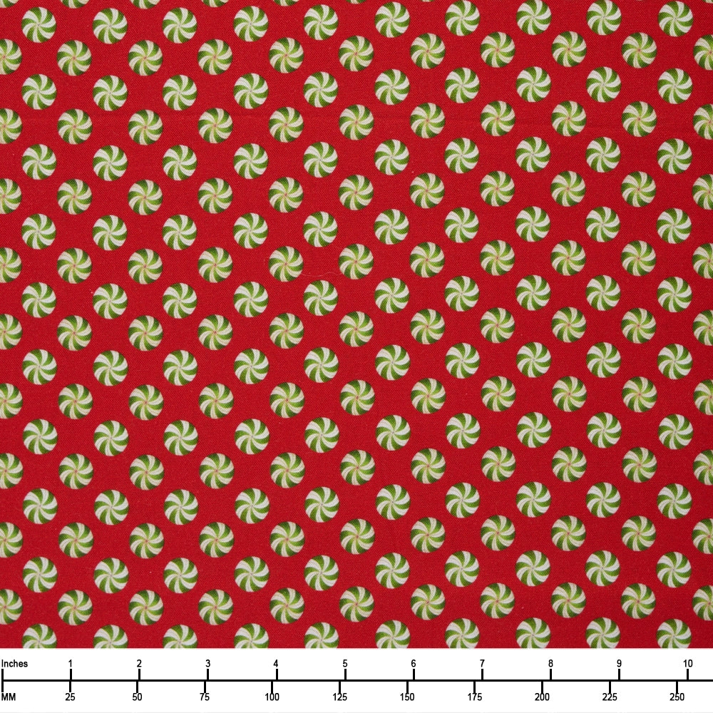 Windham Fabrics A Verry Terri Christmas Peppermints Red 54105 7 - By The Yard
