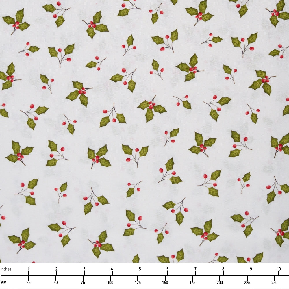Windham Fabrics A Very Terri Christmas Holly Leaves Ivory 54107 4 - By The Yard