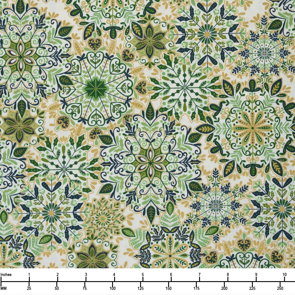 Andover Enchanted Green Snow Crystal MU 027 G - By The Yard