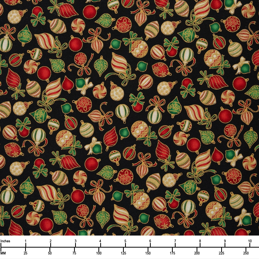 Robert Kaufman Holiday Charms SRKM 19948 2 Black - By The Yard