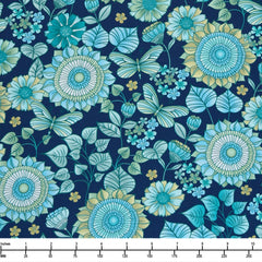Benartex Butterfly Calypso Calypso Floral Navy 14880 58 - 22-inch EOB Special