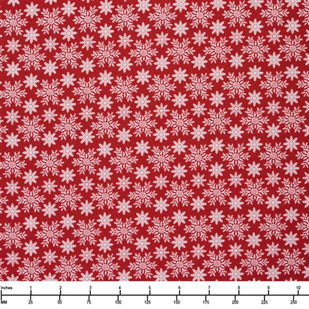 Benartex Winter at the Farm Snowhill Flake Red 13434 10 - 32-inch EOB Special