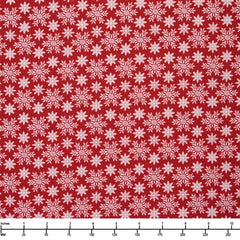 Benartex Winter at the Farm Snowhill Flake Red 13434 10 - 28-inch EOB Special
