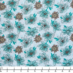 QT Fabrics Dahlias at Dusk Floral Toss White 2600 31399 Z - 32-inch EOB Special