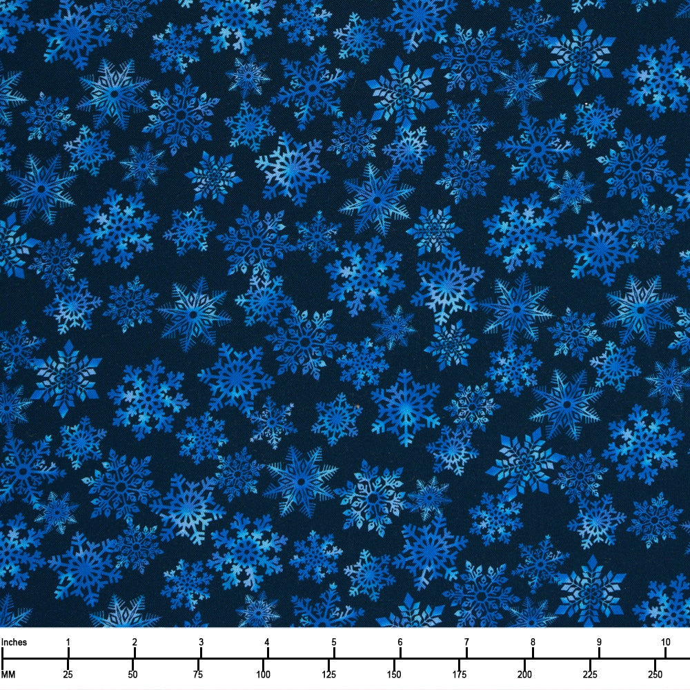 Timeless Treasures Northern Lights Snowflakes Winter CD3497 Midnight  - By The Yard