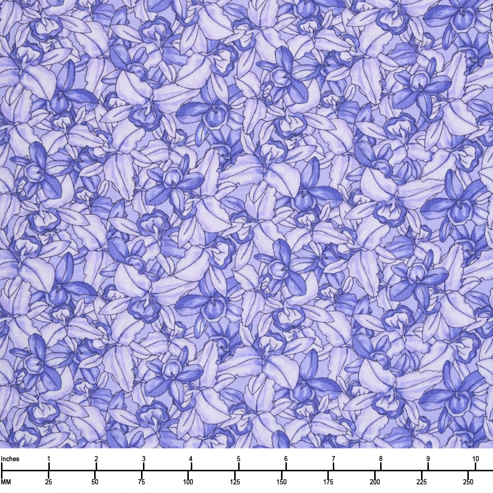 Benartex Botanical Radiants Cattleya Indigo 17093 59- 28-inch EOB Special