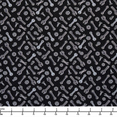 Benartex Construction Crew Tools & Hardware Black 9996GL 12  - 32-inch EOB Special