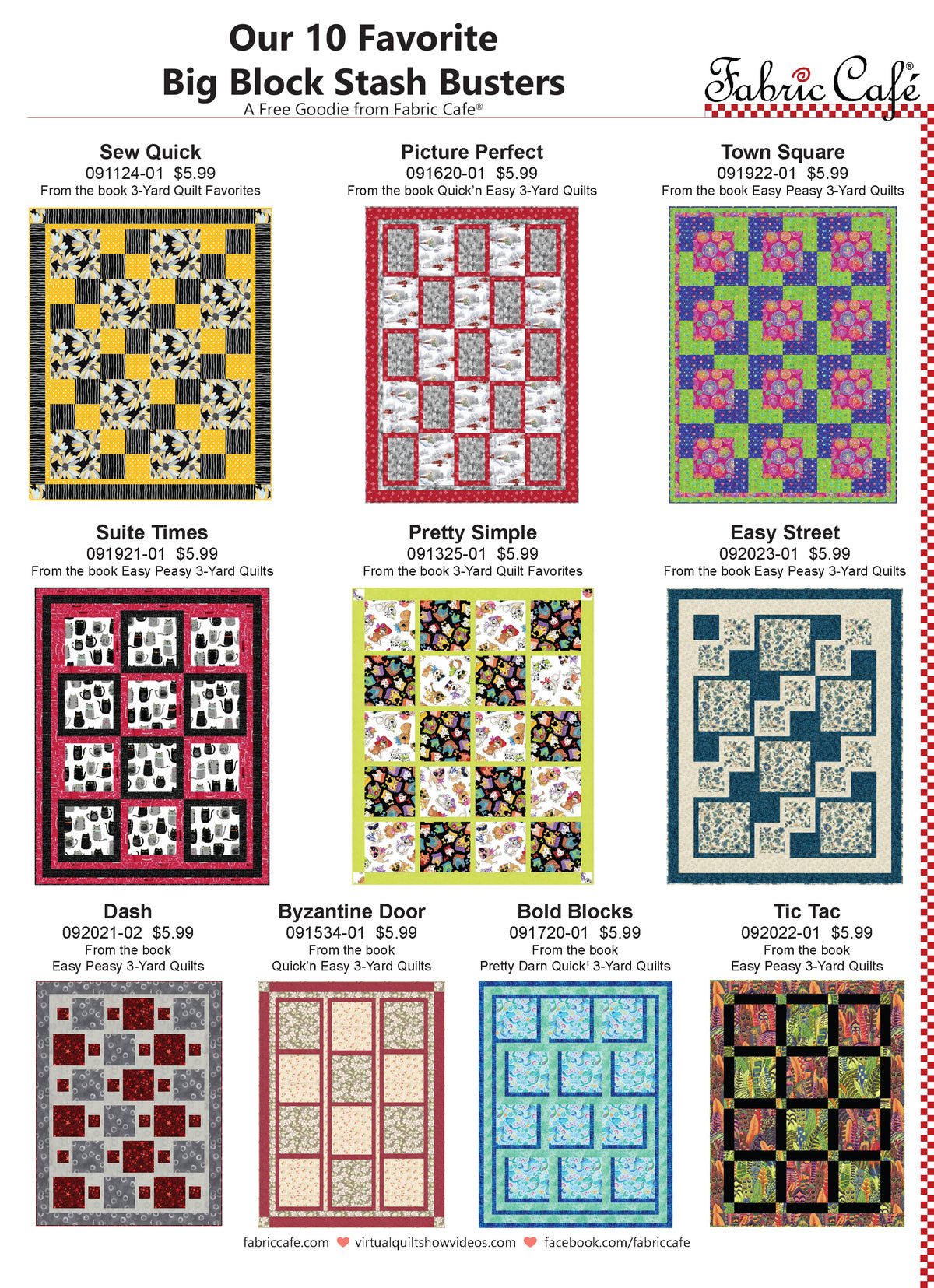 10 Big Block Stash Buster Patterns - Free Reference Sheet