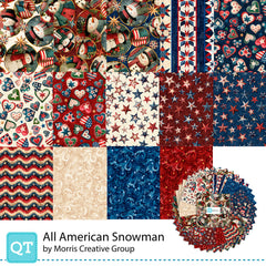 All American Snowman 10" Precut Fabric Squares by Morris Creative Group for QT Fabrics
