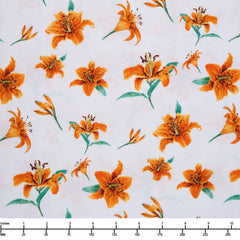 Benartex A Painted Garden Tiger Lilies White 13397 09 - 32-inch EOB Special