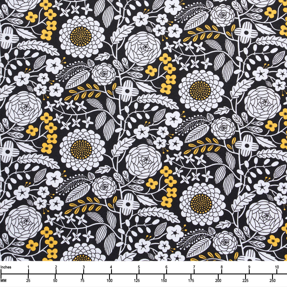 Benartex Black White and Bloom Liz Black Sunshine 16677 92 - 22-inch EOB Special